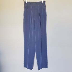 Ann May 100% Silk Womens Blue Size 4  Elastic Waist Pull-On High Rise Pants